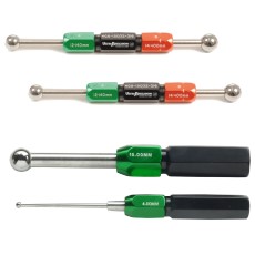 Ball gauges made of tungsten carbide Diameters from 1 - 30 mm, Tolerance ± 1µm. With colored hexagonal aluminum handle (labeled) one- or two-sided (GO / NO-GO).