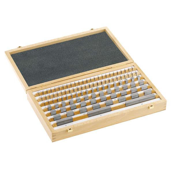 Gauge block set made of steel, Accuracy grade 1, Nominal size 1,0005 - 100 mm 112 pieces